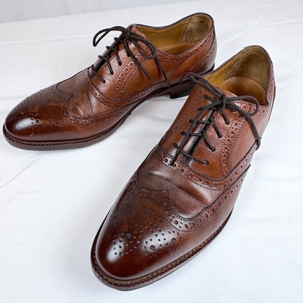 Beckett Simonon Durant Oxford Wingtip Brogue Brown Leather Dress Shoes Mens 9.5